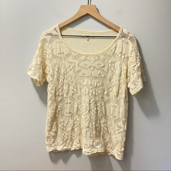 Madewell Ivory Meadow Lace Short Sleeve Shirt - Picture 2 of 10